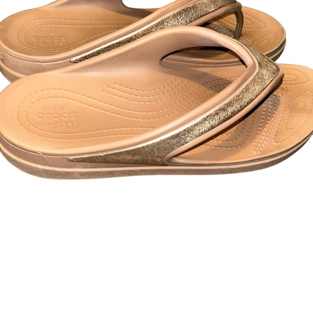 Crocs SLOANE SHINE WEDGE platform thick sole flip flop sandals bronze size 11